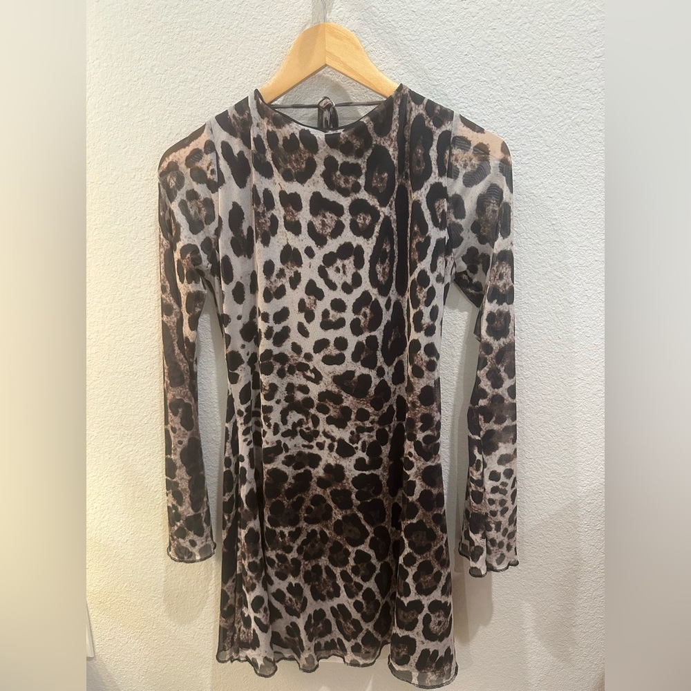 Leopard mesh long sleeve tie back pretty little thing US10